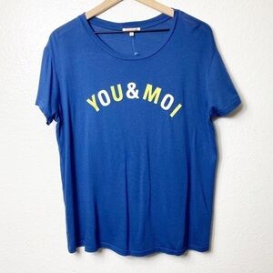 SUNDRY You & Moi Blue White Small Women Short Sleeve New Without Tags